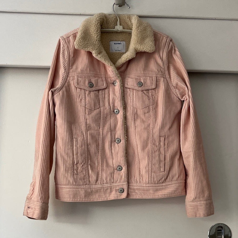 Old Navy Pink Corduroy Sherpa-Trim Jacket